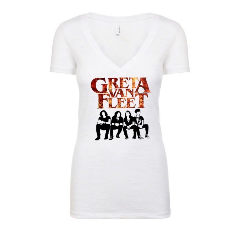 Greta Van Fleet V neck printed shirt soft and thin